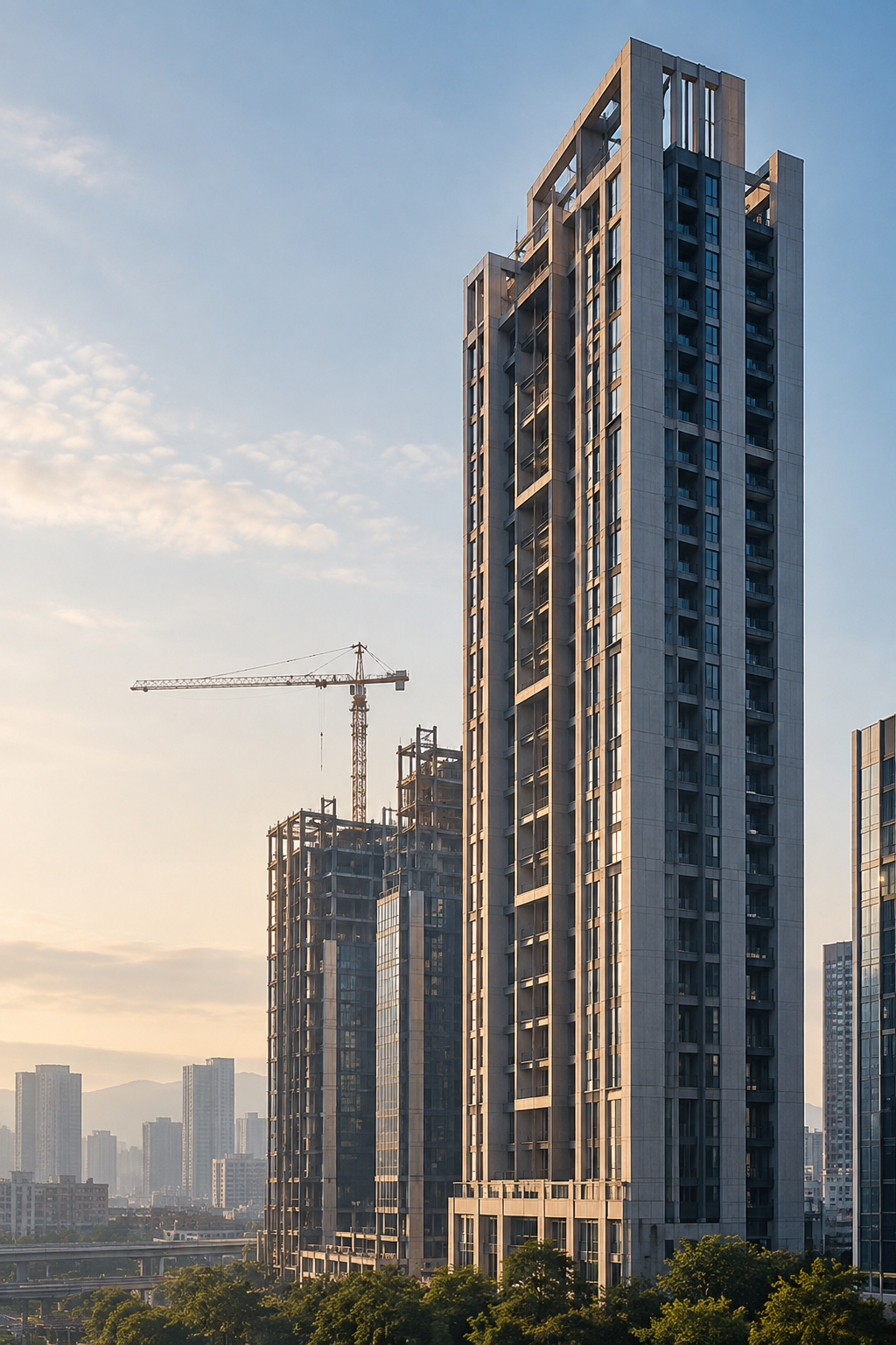 現代建築與施工中的城市景觀